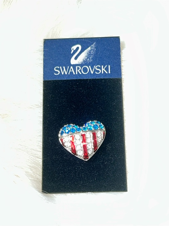 Swarovski Jewelry - Swarovski "Brave Heart" American flag pin Red, White and Blue Crystals -NWT-